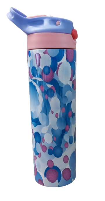 20 oz Pink/Blue Bubble Dots Stainless Water Bottle