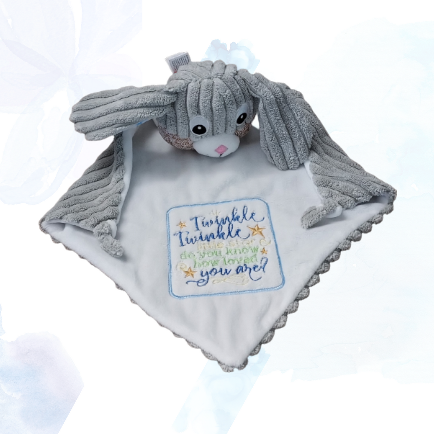The Cubbies Clovis Sensory Blue Ears Bunny Blankie – the ultimate comfort companion for your little one! Crafted with love and designed to soothe, this charming blue eared bunny blanket is more than just an adorable plush; it's a sensory delight that brings tranquility and joy to children of all ages.