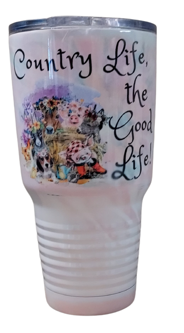 30 oz. Stainless Steel White Tumbler - Country Life