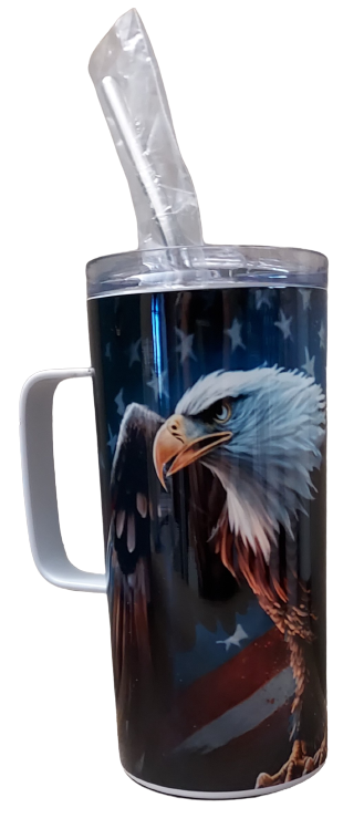 16 oz. Patriotic Handled Stainless Steel Tumbler