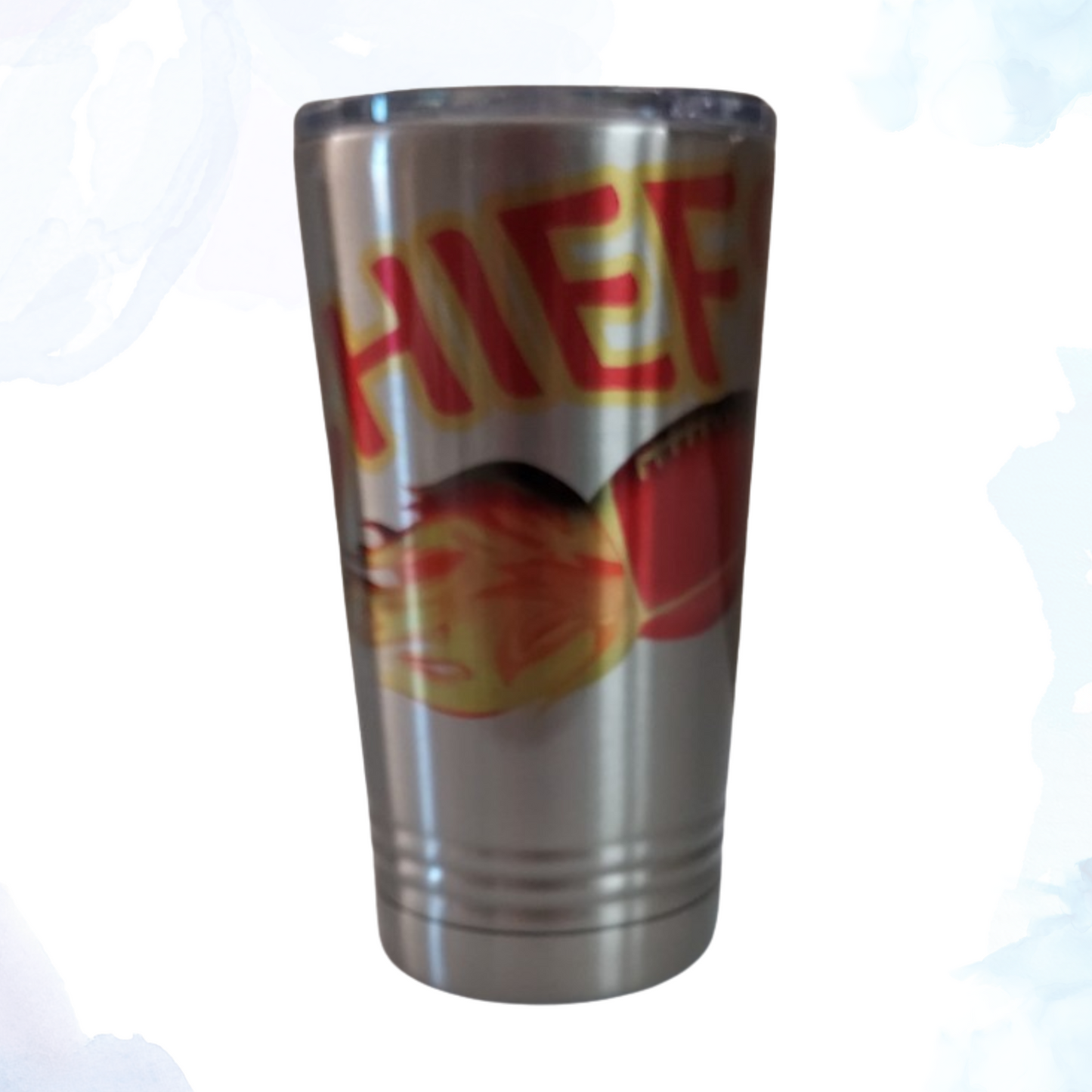 Embrace your passion for football with the 16 oz. stainless steel Chiefs blazing football tumbler, a must-have for any die-hard Kansas City Chiefs fan. Crafted from durable stainless steel, this tumbler features a striking design that showcases the iconic Chiefs emblem against a backdrop of blazing flames, capturing the intensity and spirit of the game. Ideal for both hot and cold beverages, it keeps drinks at the perfect temperature while proudly displaying your team pride.