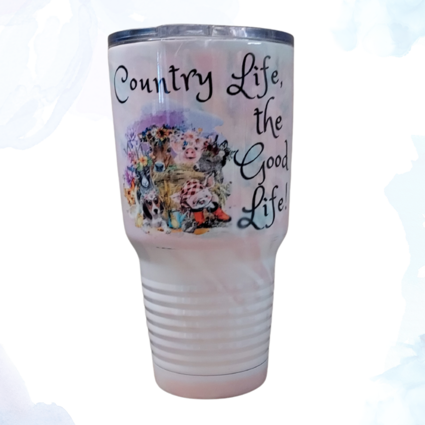 Experience the charm of the countryside wherever you go with our 30 oz. Country Life "The Good Life" Stainless Steel Tumbler. Adorned with delightful illustrations of your favorite farm animals, this tumbler is more than just a beverage holder—it's a tribute to the simple pleasures of rural living.