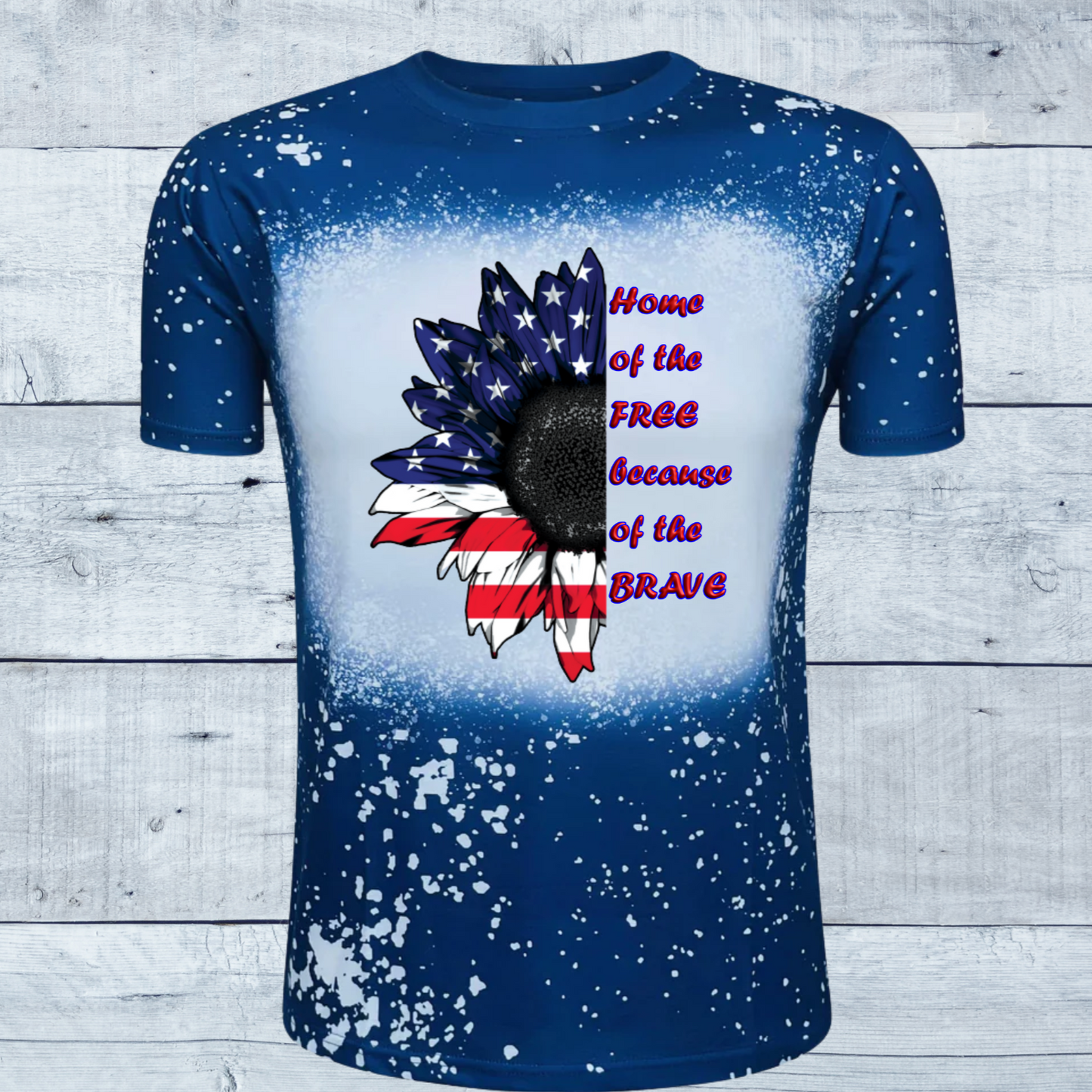 Home of the Free, Because Of The Brave Patriotic Faux Bleached Tee