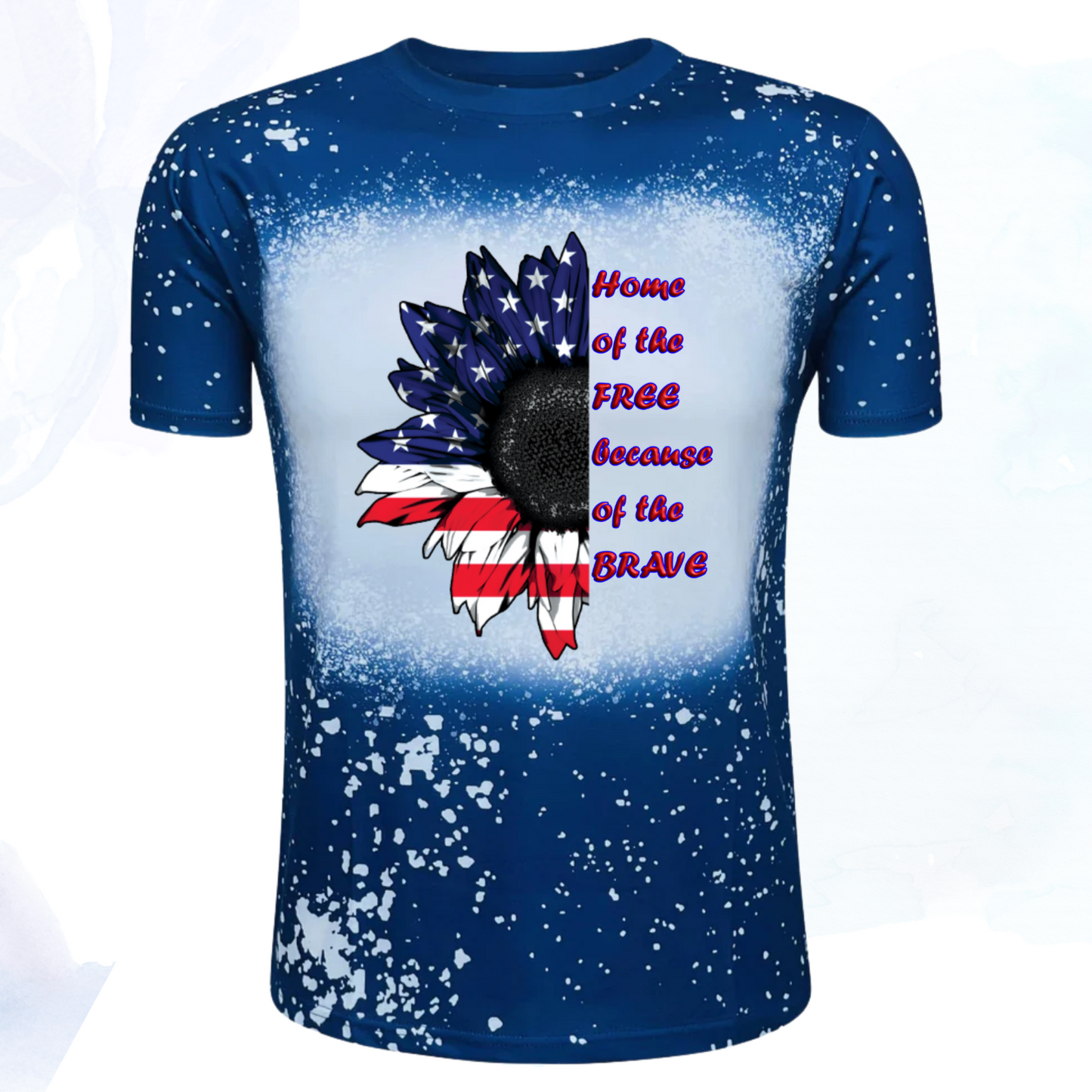 Home of the Free, Because Of The Brave Patriotic Faux Bleached Tee