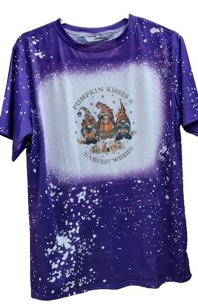 Pumpkin Kisses, Harvest Wishes Gnome Faux Bleached Tee