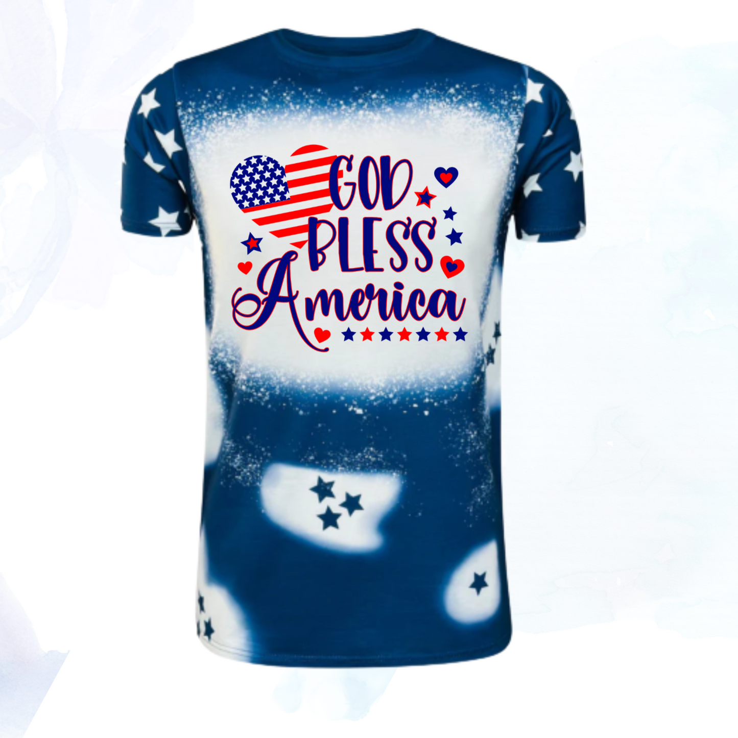 Celebrate the spirit of America with our stunning "God Bless America Stars Faux Bleached Tee," available in bold red or deep blue. This shirt is more than just a piece of clothing; it's a patriotic statement designed to evoke pride and admiration for our great nation