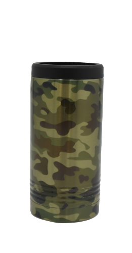 Skinny Stainless Can Koozie - Green Camo
