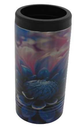 Skinny Stainless Can Koozie - Neon Flower