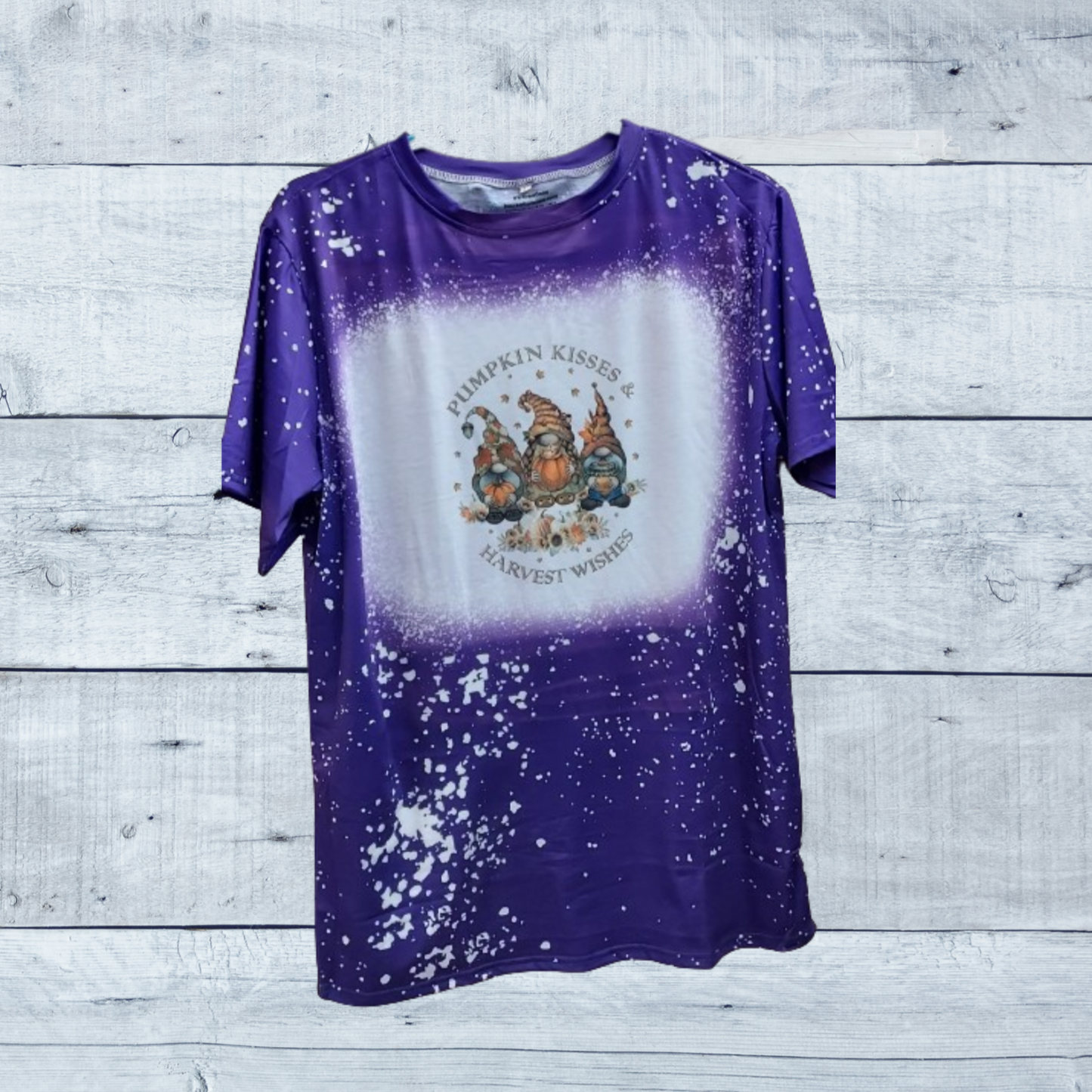 Pumpkin Kisses, Harvest Wishes Gnome Faux Bleached Tee