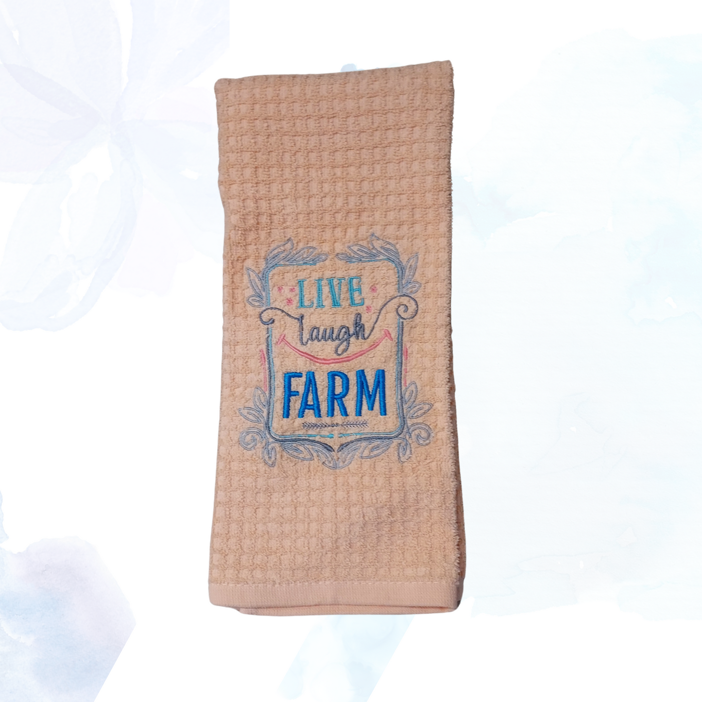 Live Laugh Farm Embroidered Kitchen Towel