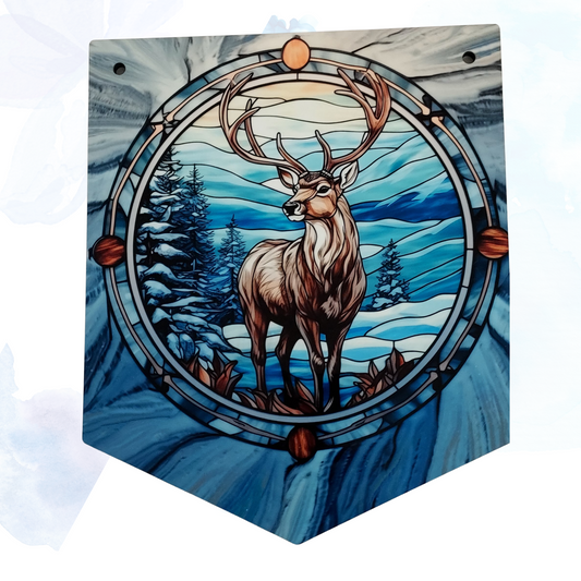 Transform your home into a serene winter wonderland with this exquisite Winter Deer Scene Hanging Pendant Sign.   Featuring a captivating design of graceful deer amidst a snowy forest, this sign beautifully captures the essence of the season. The intricate detailing and rustic charm make it a perfect addition to your holiday décor.