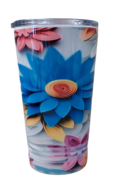 16 oz. 3D Bright Flowers Stainless Steel Tumbler