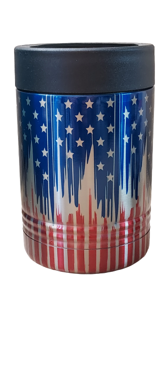 Stainless Can Koozie - Dripping Flag