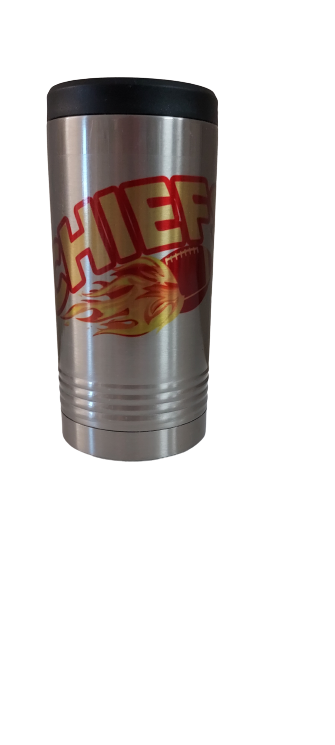 Skinny Stainless Can Koozie - Chiefs Blazing Football