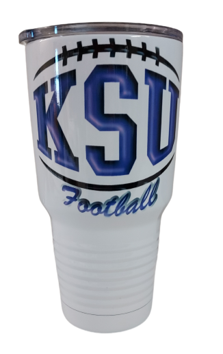 30 oz. Stainless Steel White Tumbler - KSU Football