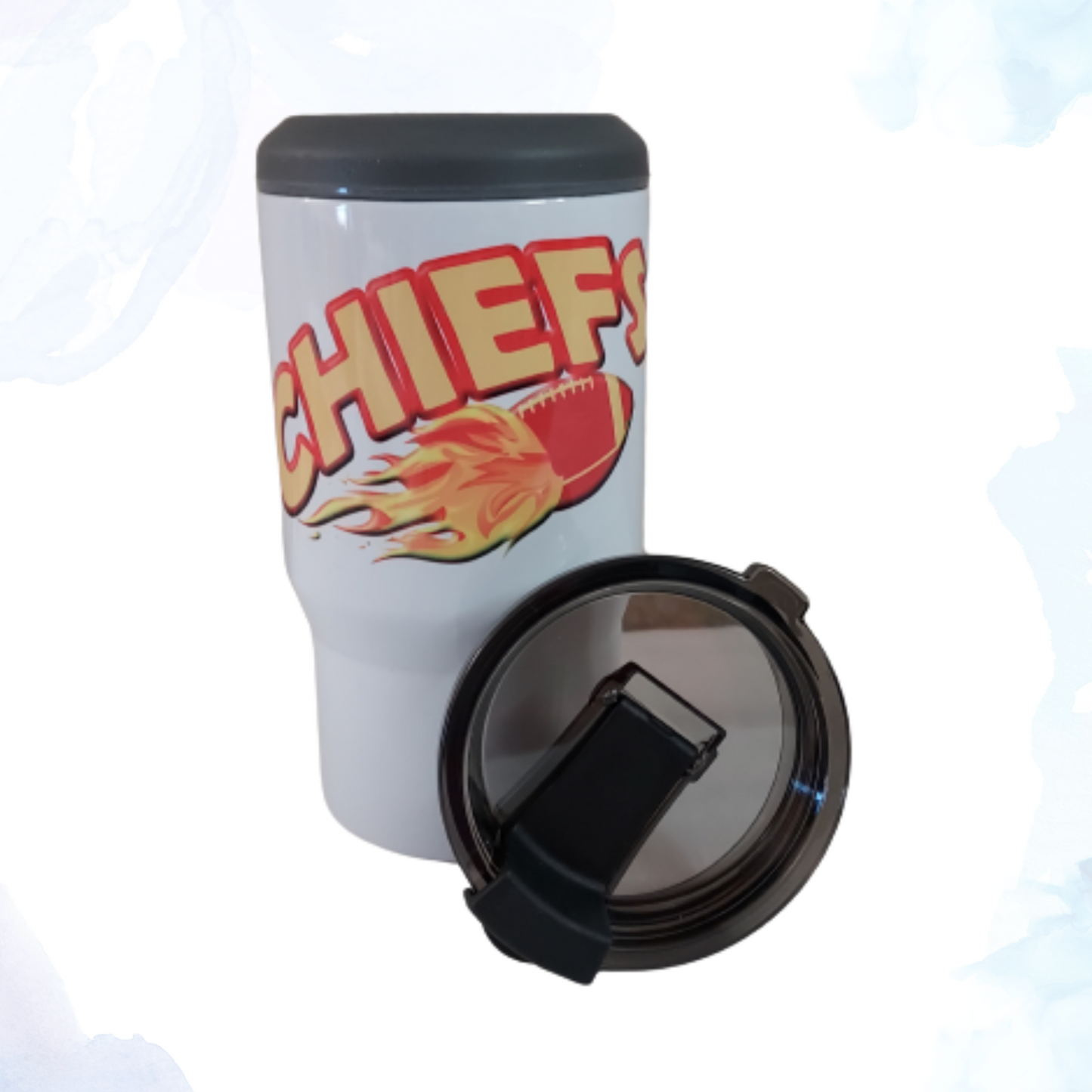 The ultimate beverage accessory for every Kansas City Chiefs fan! This versatile 11 oz. stainless steel bottle holder is designed to keep your glass bottles chilled to perfection, ensuring your drink stays cold and refreshing. But that’s not all – this innovative holder easily converts into a convenient tumbler with a lid, perfect for on-the-go hydration.