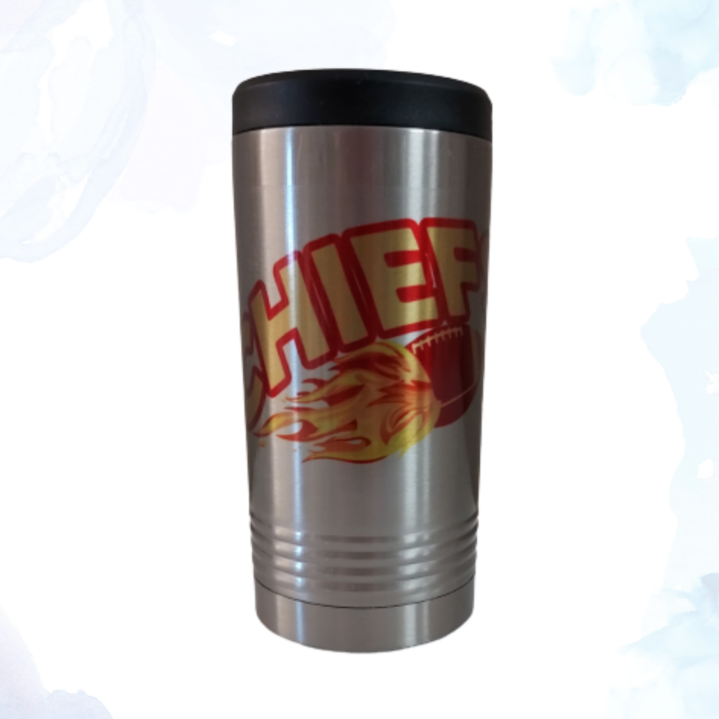 Skinny Stainless Can Koozie - Chiefs Blazing Football