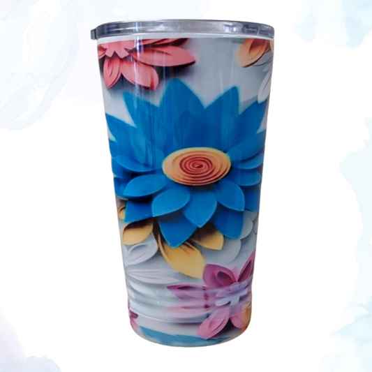 Add a touch of vibrant elegance to your daily hydration routine with our 16 oz. 3D Bright Flowers Stainless Steel Tumbler.&nbsp;  This stylish and functional tumbler features a striking 3D floral design that brings a burst of color and dimension to your beverage experience.