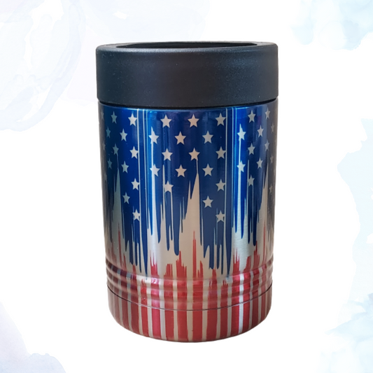 Stainless Can Koozie - Dripping Flag