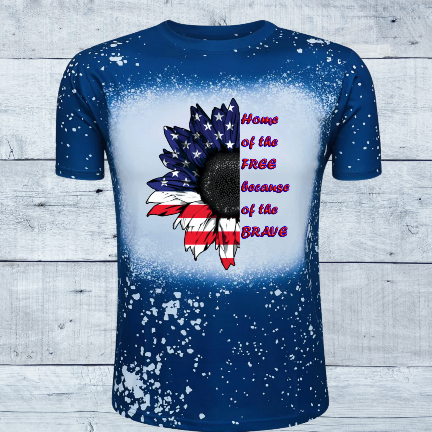 Home of the Free,  Because Of The Brave Patriotic Faux Bleached Tee