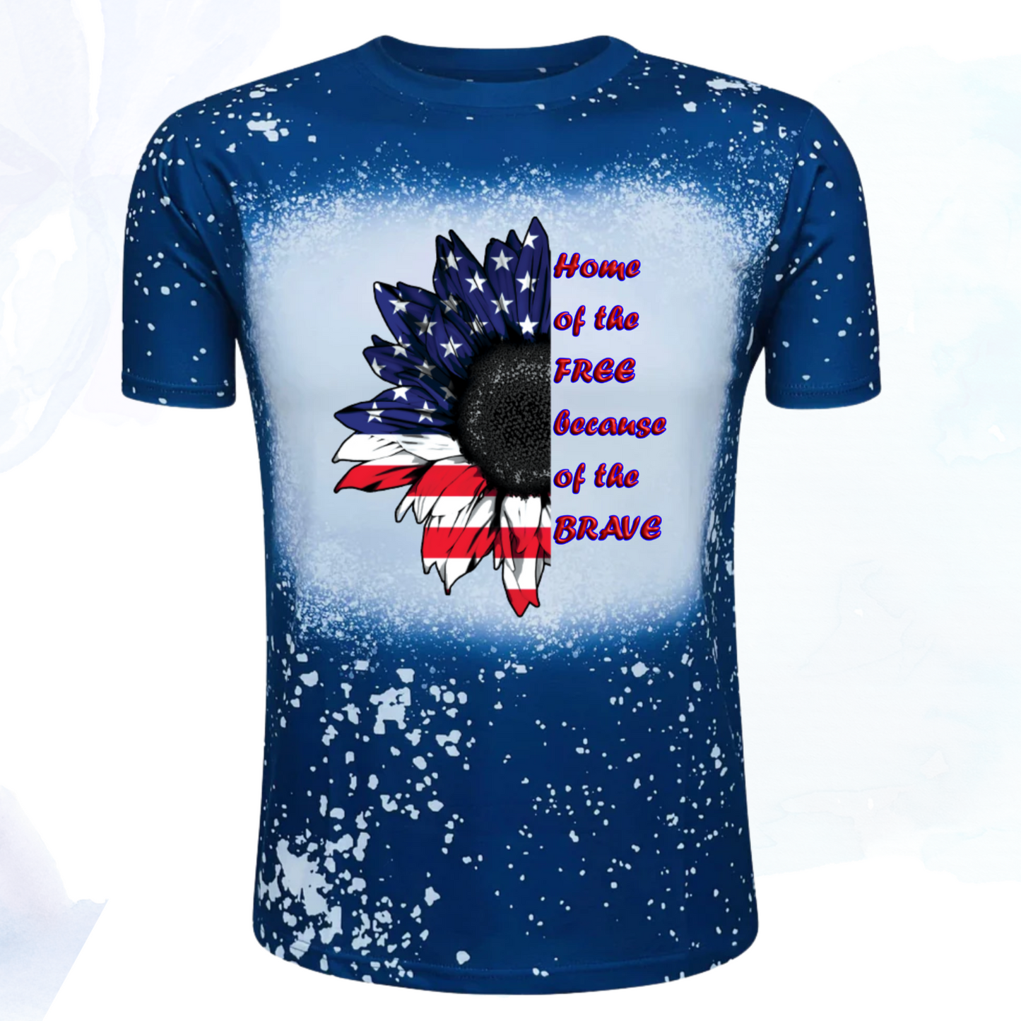 Home of the Free,  Because Of The Brave Patriotic Faux Bleached Tee