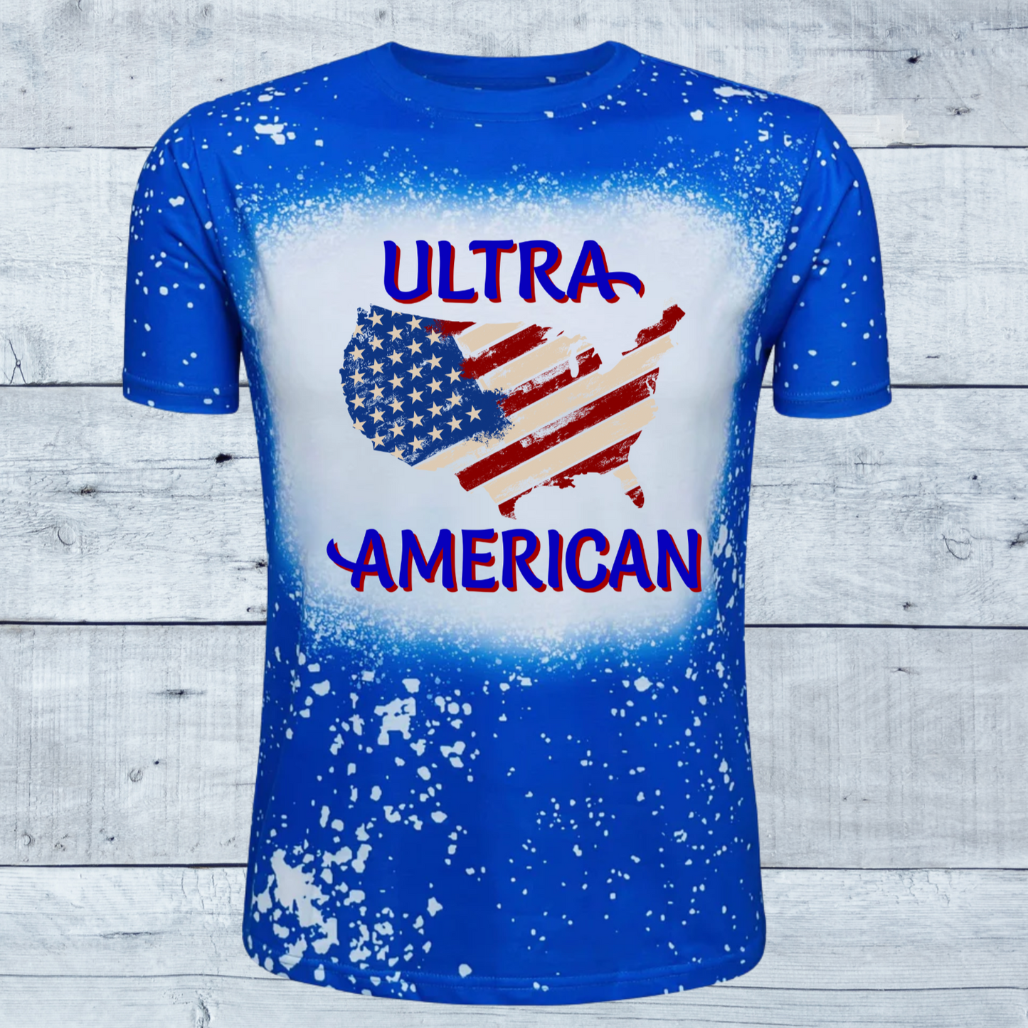 Ultra American Patriotic Royal Blue Faux Bleached Tee