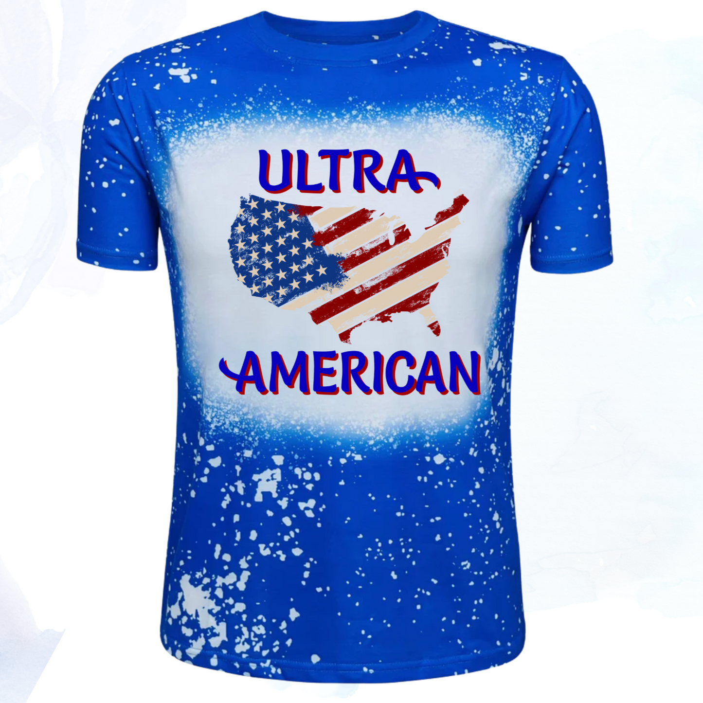 Ultra American Patriotic Royal Blue Faux Bleached Tee