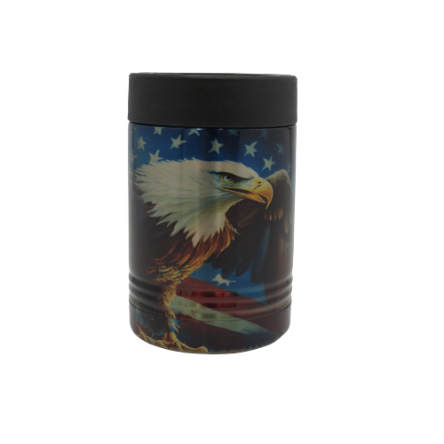 Stainless Can Koozie - Patriotic Eagle/American Flag