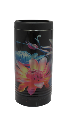 Skinny Stainless Can Koozie - Brilliant Neon Flowers