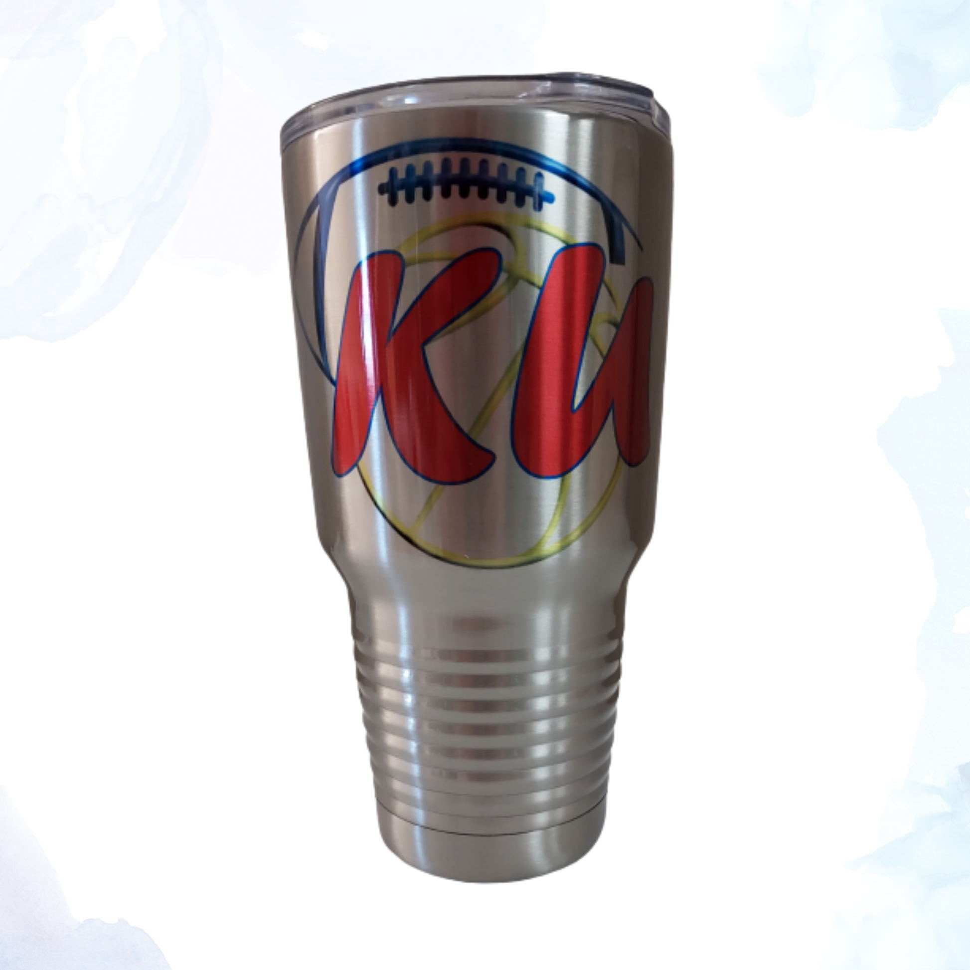 Keep your drinks cold and show your KU pride with this 30 oz. stainless steel tumbler!&nbsp;   Elevate your game day experience with the ultimate fan accessory—the KU Football and Basketball 30 oz. Stainless Steel Tumbler! This high-quality tumbler is designed to keep you hydrated and stylish whether you're cheering on the Jayhawks at the stadium or watching from the comfort of your home.