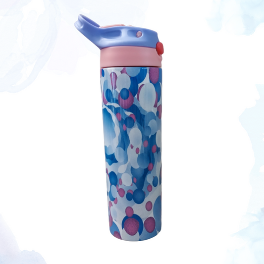 Cool off in style with this bubbly 20oz water bottle!  Whether you're a fan of eye-catching pink or blue, this bottle's got you covered with its vibrant colors and fun bubble designs. You'll be looking cool and refreshed with every sip!