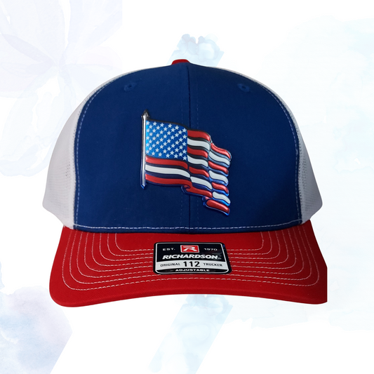 Richardson 112 Metallic American Flag Trucker Cap - Red, White & Blue