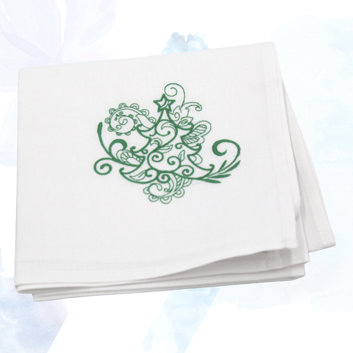 Swirly Christmas Embroidered Tea Towels