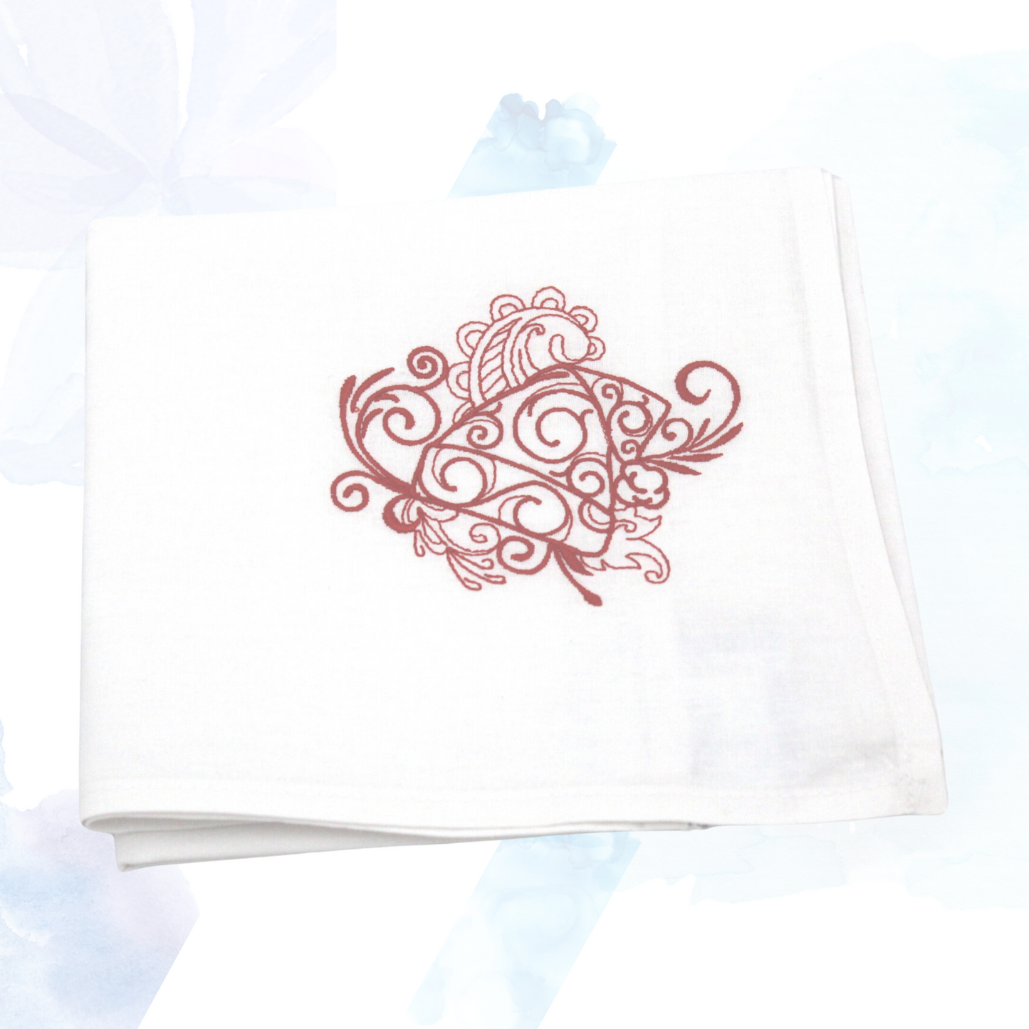 Swirly Christmas Embroidered Tea Towels