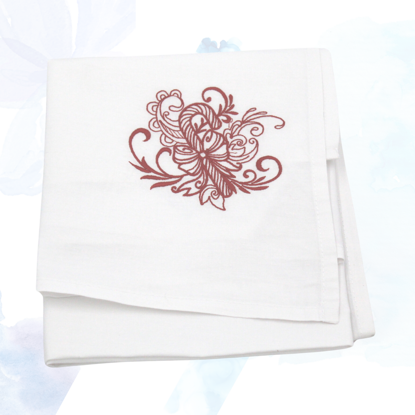 Swirly Christmas Embroidered Tea Towels