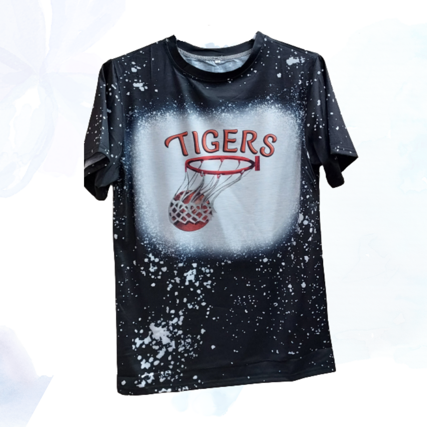 Tigers Basketball Black Faux Bleached Tee