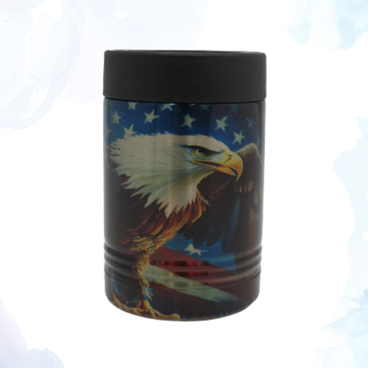 Stainless Can Koozie - Patriotic Eagle/American Flag