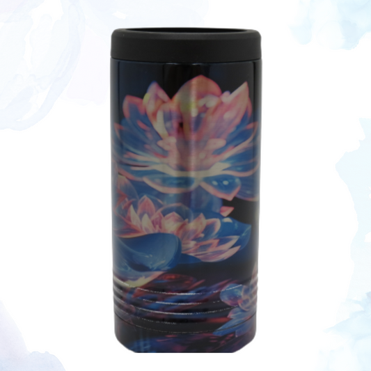 Skinny  Stainless Can Koozie - Neon Blossoming Flowers