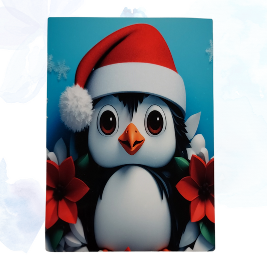 Penguin Poinsettia Shelf Sitter