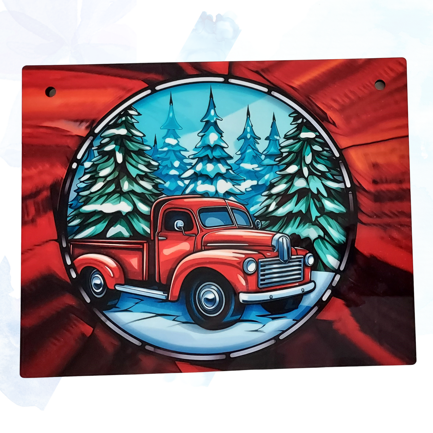 Vintage Winter Truck Hanging Home Decor Sign